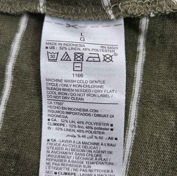 Old Navy Olive White Striped Linen Blend Ruffle One Shoulder Top Size Large Q79 - Picture 6 of 8